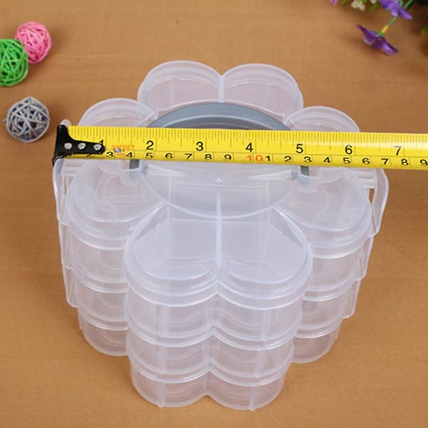 3-tiers klar plastik, stabelbar arrangør Opbevaring Hobby Craft Box Container Smykkeetui - Gennemsigtig