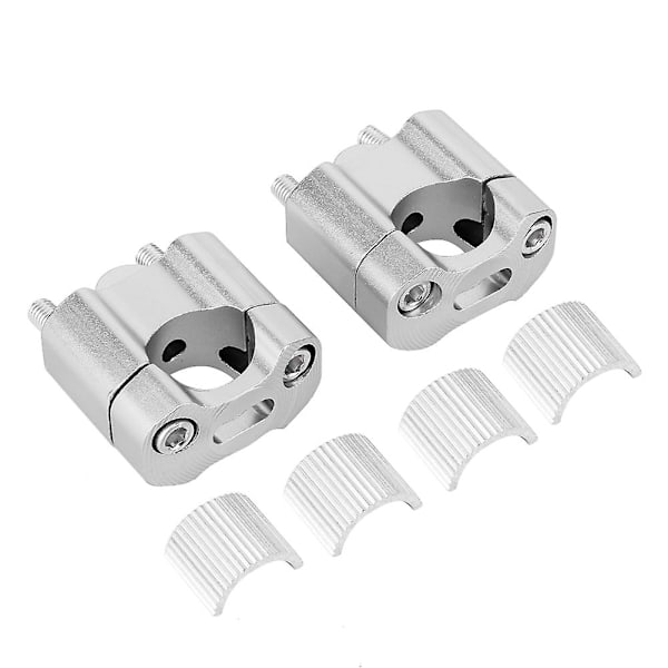 Pair 22mm/28mm 1/8in 7/8in Motorcycle Handlebar Mount Clamps Riser Adapter CNC Aluminum AlloySilver