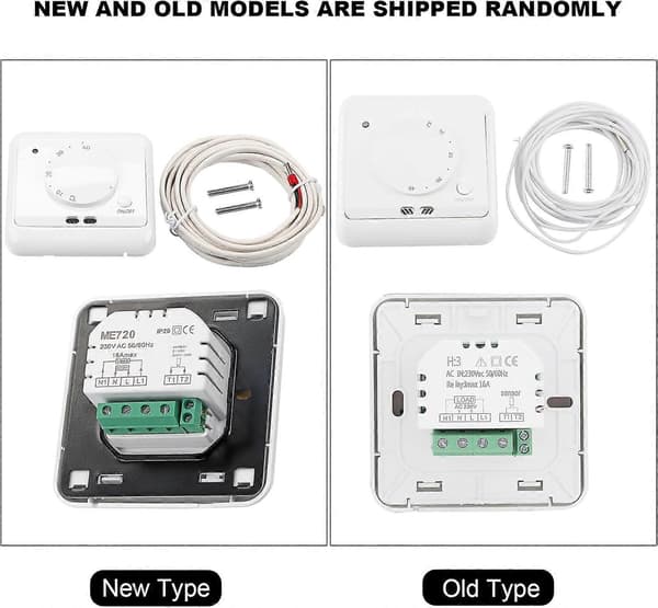 Rumtermostat, 16A 230V Universal Gulvvarmetermostat, Indbygget Ekstern Sensor Temperatur, Manuel Controller Dobbelt Sensor