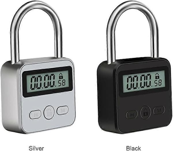 2025 Lämpligt Smart Tidslås, 99 Timmar Max Tidslås med LCD-Display Multifunktionell Elektronisk Rese-Timer Uppladdningsbart Säkerhetslås (Silver)