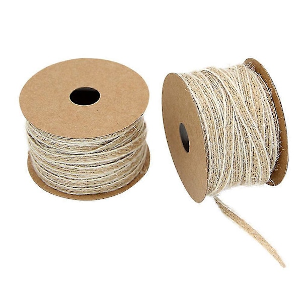 2 stk. 10m Jute Hamp Blonde Retro Bryllupsdekoration Fest DIY Håndværk Gaveindpakning Dekoration