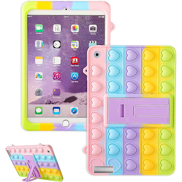 Ubiuocolor Hjärtfodral för Ipad 2/3/4 Tecknad Rolig Kawaii Söt Silikon Roligt Skal Stilren Mode Unik Design Fidget Skyddande Estetisk För Tjejer