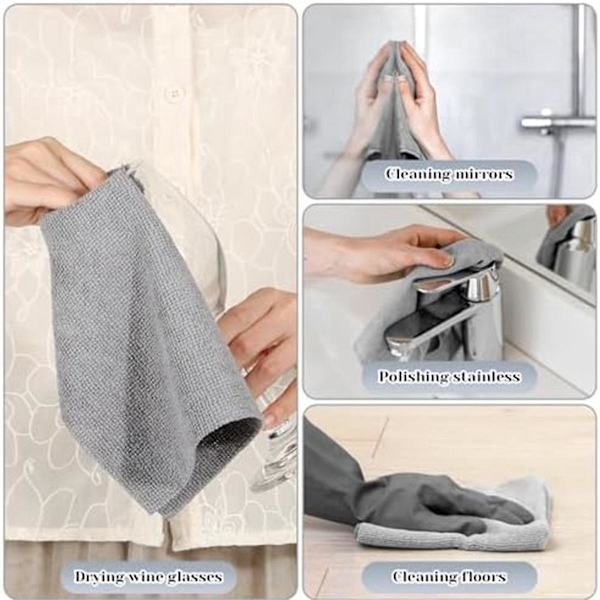 Återanvändbara Rengöringsdukar Hushålls Mikrofiber Handduksrullar Disktrasor Tvätta Pappershandduksersättning Grå