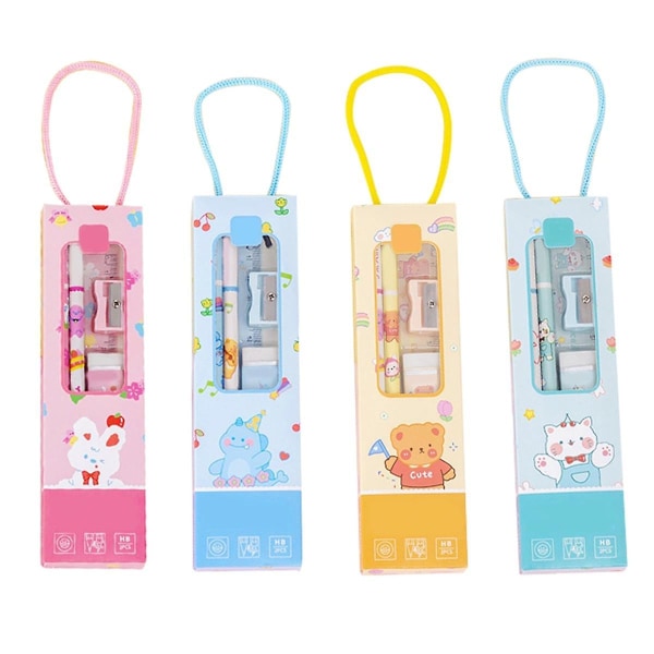 Best School Stationery Set - Kawaii Kit (pencil 2pcs, Eraser, Sharpener,ruler) - Complete Supplies