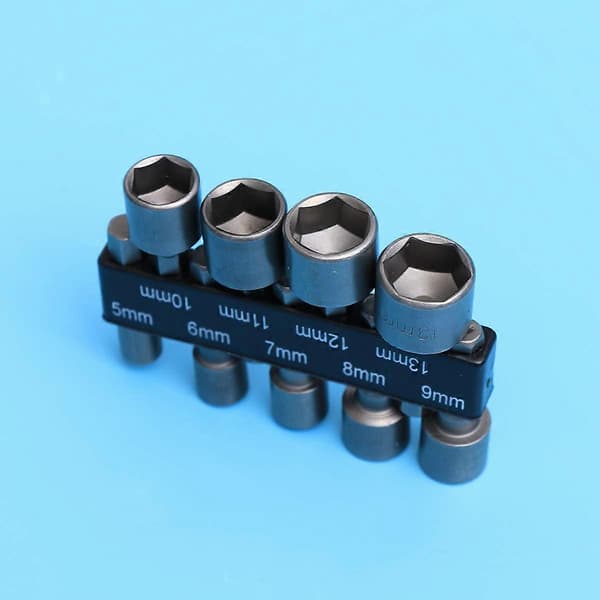 9 Deler 5-13mm Imperial Pipenøkkel Bor Bits Sett med Impact Mutter for 1/4\" Hex Skaft Bor