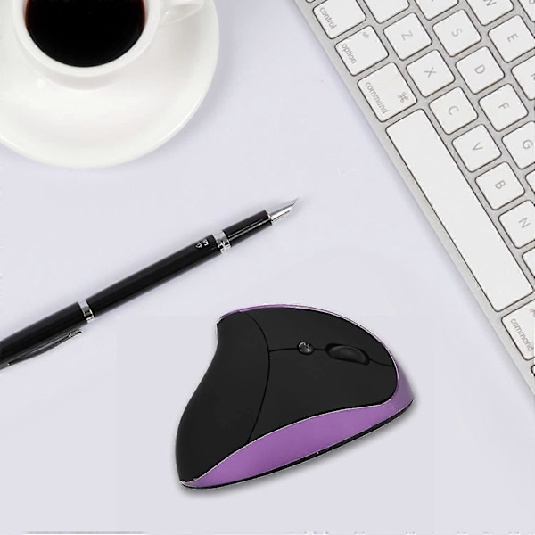 Trådløs mus, 2,4g Vertikal Ergonomisk Usb, Nano-modtager, Genopladelig, Justerbar Dpi 800/1200/1600/2400 (lilla)