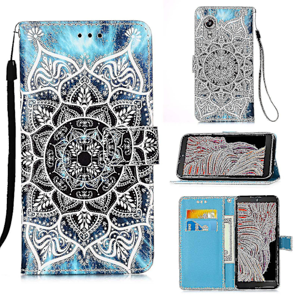 Compatible With Samsung Galaxy X Cover 5 Case Leather Flip Wallet Cover With Card Slot Holder Kickstand Pattern - Datura