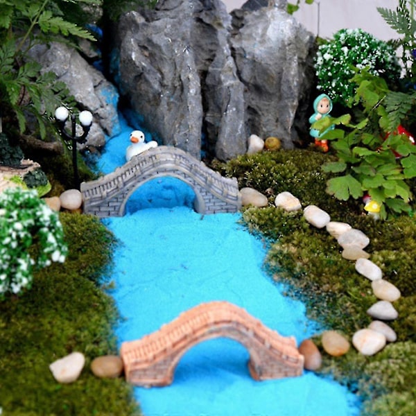 Kreativ Akvarium Dekor Simuleringsbro DIY Håndlaget Harpiks Ornament Fisk Tank Hage Stil Mikro Landskap (1 stk)