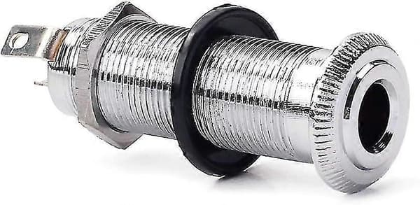 Stereo Mono Jack-kontakt för akustisk elgitarrbas, krompläterad 6,35 mm gänga