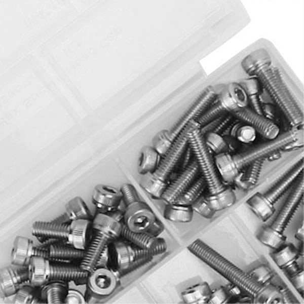 200st Hex Socket Head Cap Skruvar Muttrar Sortimentslåda M4 304 Rostfritt Stål Set YEMAA