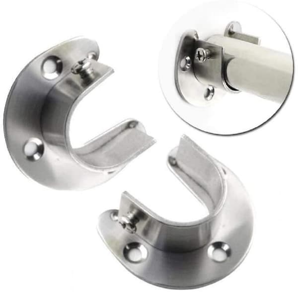 2-pack Duschrum Gardinstångsfäste U-format Stångändfäste, Diameter 25mm, Hållbar Rund Rör Garderob Klädstång i Rostfritt Stål