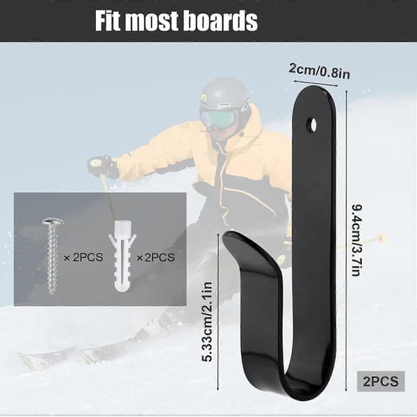 2 stk. Horisontale Snøbrett Veggstativ, Veggfester Plassbesparende Design