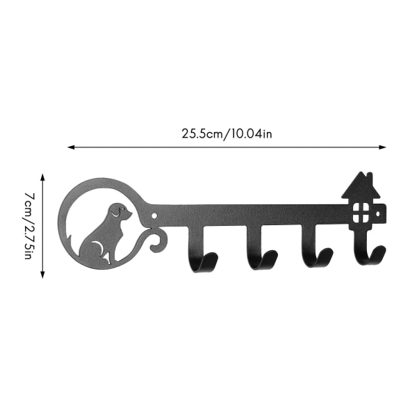 Nyckelhållare för väggdekorativ med 4 nyckelkrokar Unikt designad nyckelhållare med söt hund och hus