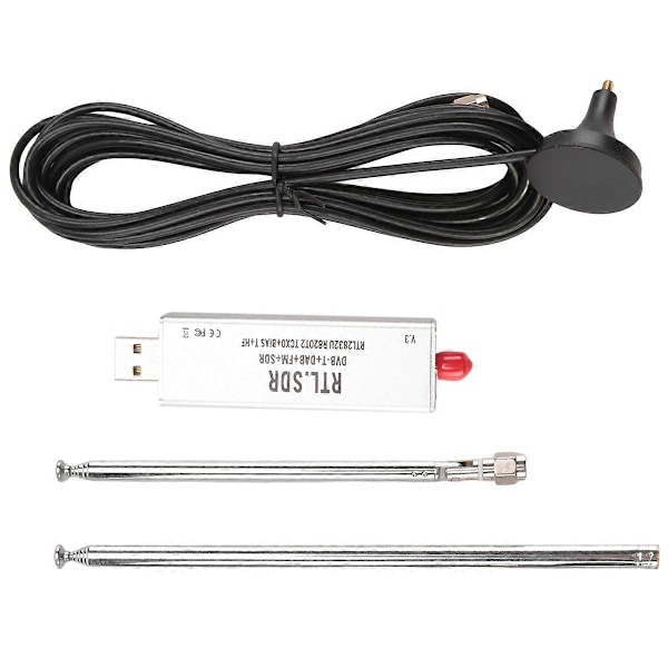 RTL-SDR R820T2 V3 RTL2832U Tuner + Teleskopisk Antenne Tuner + Antennebase