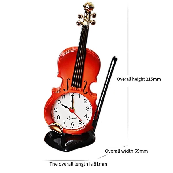 Simulering Fiolin Alarmklokke Musikk Instrument Form Bordklokke Stue Plast Ornamenter,hvitt