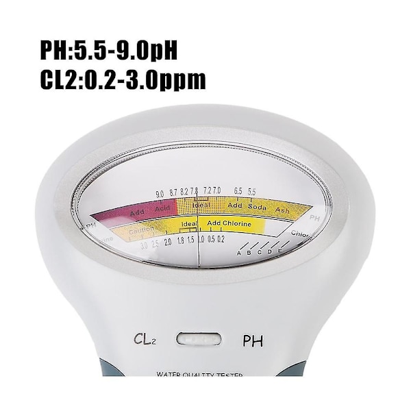 2-i-1 vandkvalitetstestenhed Pc-102 pH-tester til swimmingpool spa vand klortester Cl2 måling