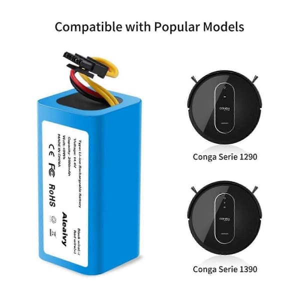 14.4V 2600mAh Batteri För Conga Excellence 1390 Robotdammsugare