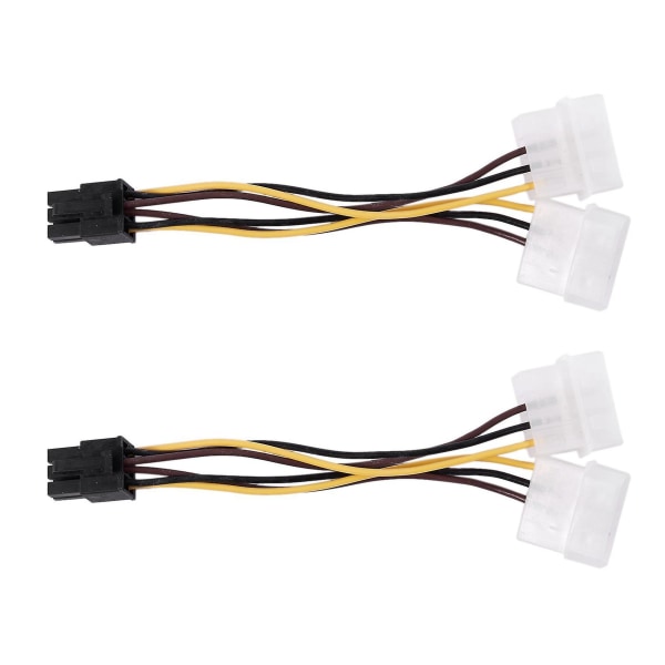 2x Dubbel 4-polig Molex IDE till 6-polig PCI-e Grafikkortsströmkabeladapter