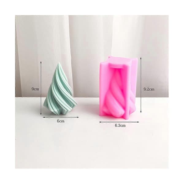 Roterende kjeglelysform Bølge Stripe Aromaterapi Lys Silikonform DIY Buet Kolonne Plast