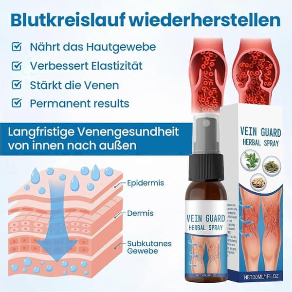 VeinGuard Urte Spray, Professionel Behandling af Åreknuder til Ben Spray 30ml/1Oz 1pc