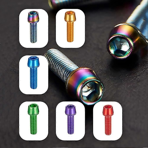 Cykel Frempind Skivebolte, 6 Stk. Cykel Frempind Skiveskruer, Rustfri Bolte Skruer, M5x18mm, til Mountainbike Racercykler, Guld