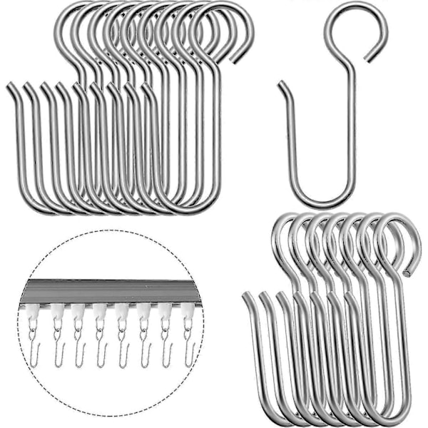 120 Stykker Gardinskinner Kroker Metall Gardinkroker Draperier Gardin Wire Kroker Rustfritt Stål Små S Kroker For Takskinne-Yvan