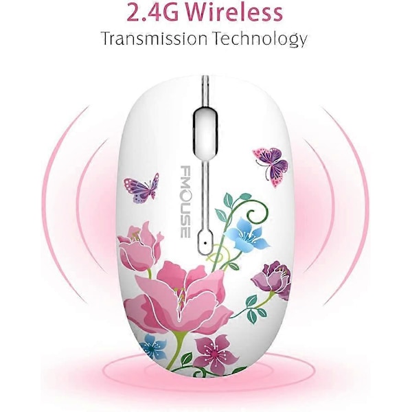 M101 Langaton Hiiri Söpö Hiljainen Tietokonehiiri USB-Vastaanottimella, 2.4G Optinen Langaton Matkahiiri 1600 DPI Yhteensopiva Kannettavan, Muistikirjan, PC:n, Com:n Kanssa