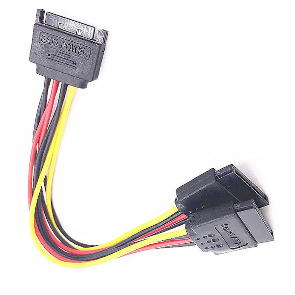 SATA 15-pin hann til 2 SATA 15-pin hunn 15-pin strømledning HDD Y-splitter universell kontakt adapter