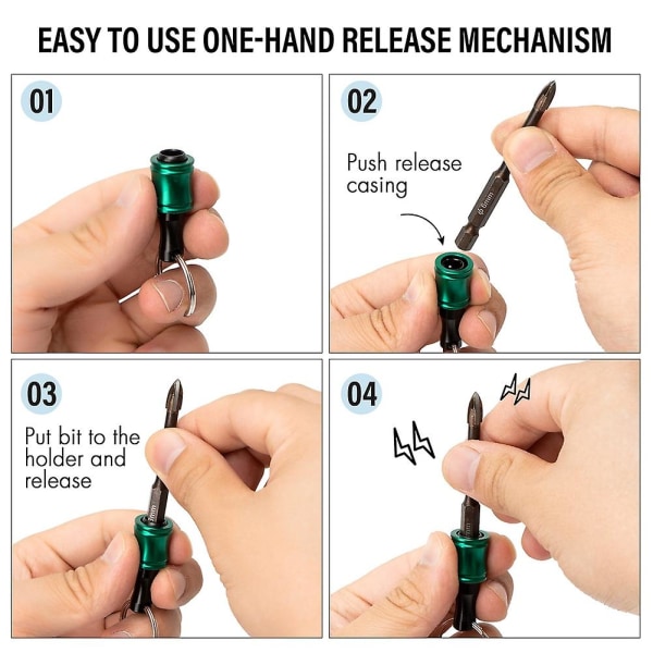 Bittholder Nøkkelring, 2 Sett Med 6 stk 1/4 Drill Bit Holder, Enkel Utgivelse Og Rask Bytte Bit Holder