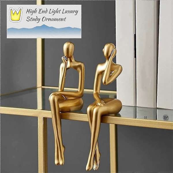 Gylne Abstrakte Hyllefigurer, Abstrakt Mann Statue Samling Utskjærings Kunst Action Statue Ornament Ornament For Studier Kontor (d)