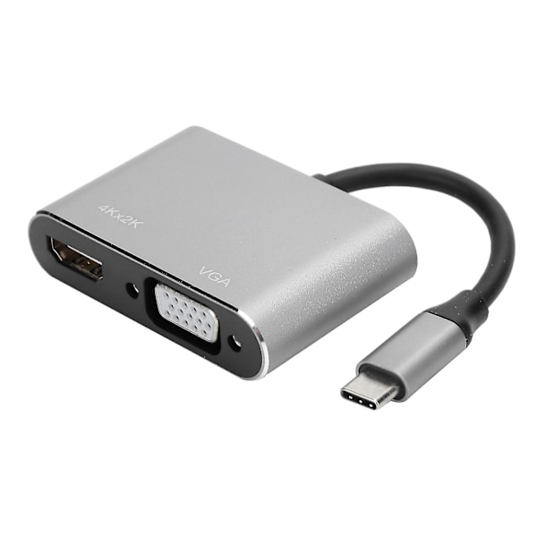 Adapter TypeC Hub til VGA HDMI DVI Displayport/3.1 Ethernet Converter Dock 4K Opløsning (Grå)