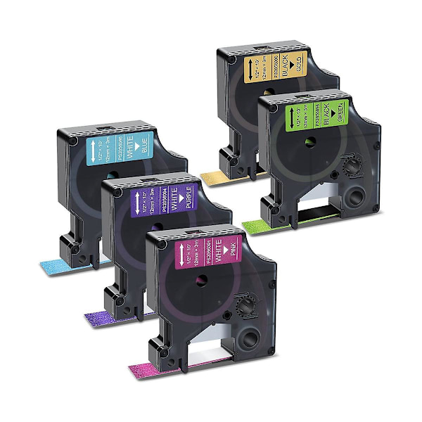 5-pack Tejp för D1 12mm 0,47 tum Tejp för Maker Labelmanager 160 280 360d 420p