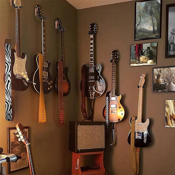 4 stk. Gitarreveggfeste, Gitarkrok, Valnøtt U-formet Gitarhengerveggfeste Stativ for Akustisk, E