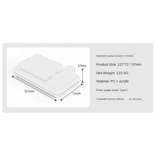 Knapp Tastatur RGB Gaming Tastatur Mekanisk Hotswap Macropad Programmering Makro Tilpasset Svart