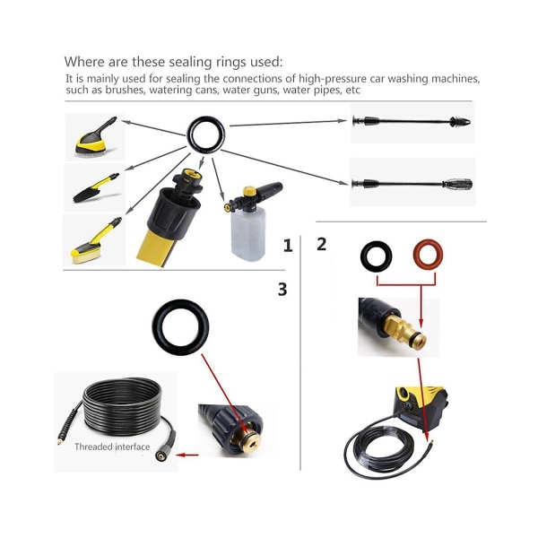 O-ring till slangmunstycke Reserv O-ring Tätning 2.640-729.0 Gummi Högtryckstvätt för K2 K4 K5 K6 K7