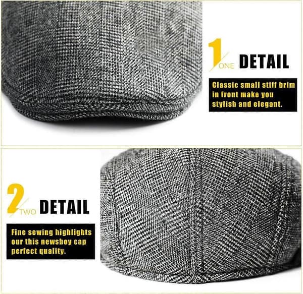 Herr Flat Caps Basker Tweed Klassisk Tweed Keps Grey Plaid