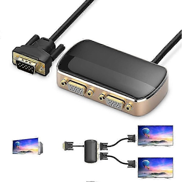 1 inn 2 ut Mannlig til Dobbel Kvinnelig VGA Splitter Adapter for HDTV Projektor Monitor