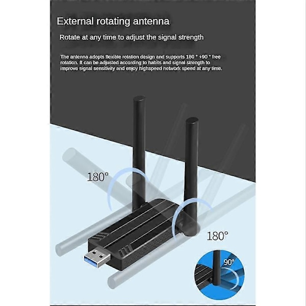AX1800M USB WiFi-adapter för PC, USB 3.0 WiFi-dongel, 2.4G/5G dubbelbands trådlös adapter för skrivbord