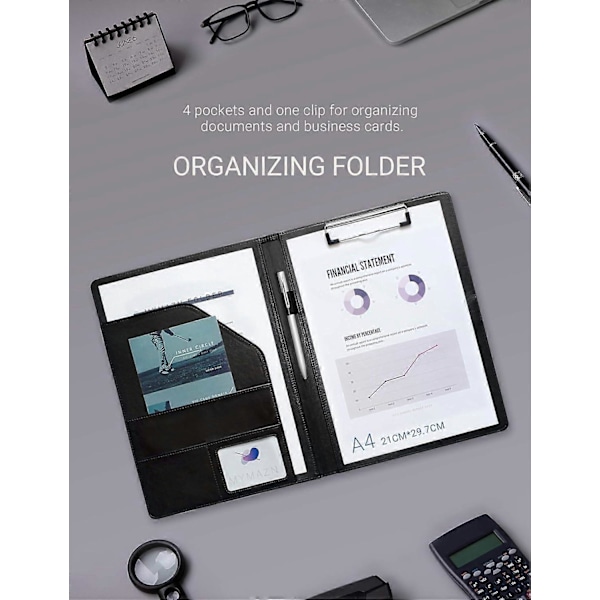 Mappe A4 Clipboard Mappe Konferencemappe til Juridisk Blok, Kunstlæder Mappe Arbejdsskrivning