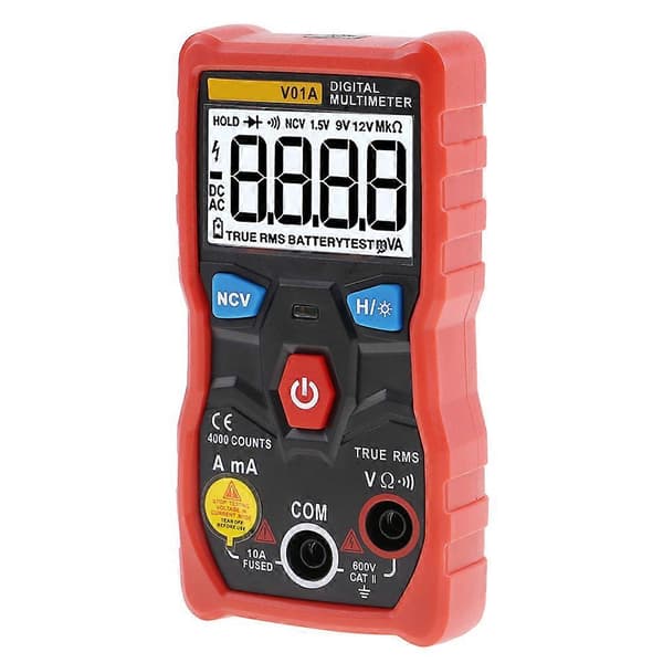 ANENG V01A Auto Range True RMS Digitalt Multimeter AC/DC Strøm Spenning Ohm Tester (Rød)
