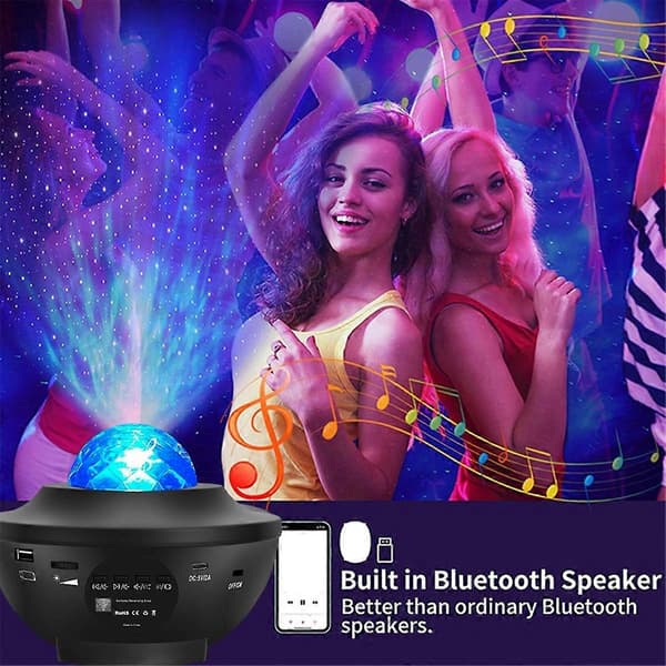 Projektionslampe Bluetooth Musik Roterende Vandbølge Ambient Lampe