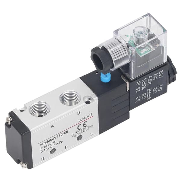 GEYA Reverserende Magnetventil 2 Positioner 5 Vejs 1/4in PT Enkelt Spole Pilotstyret Elektrisk DC24V YEMAA