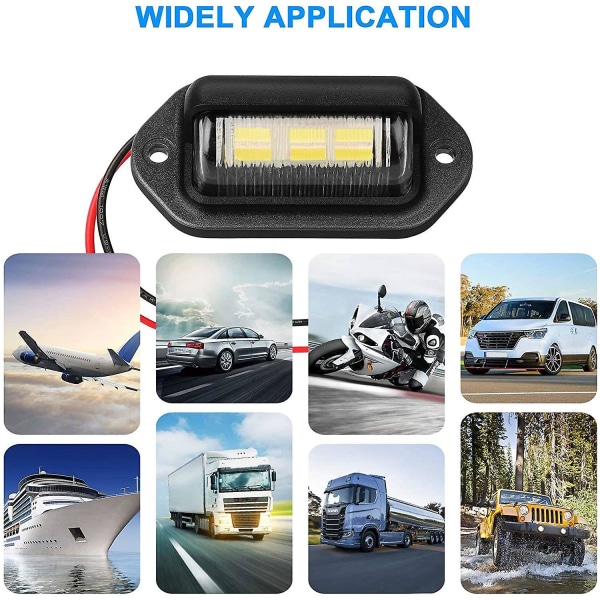 4 st 12V LED-nummerplåtsbelysning för bil, båt, motorcykel, flygplan, husbil, lastbil, terrängfordon
