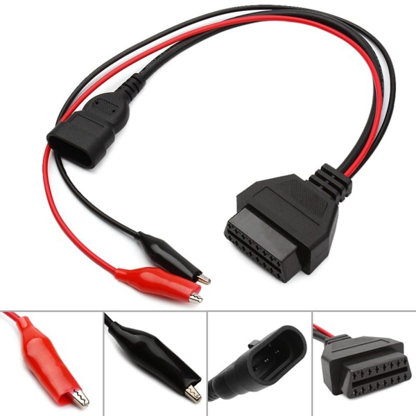 2x 3-napaisen Alfa-liittimen ja 16-napaisen OBDII-liittimen adapterikaapeli autoon OBD-diagnostiikkaan