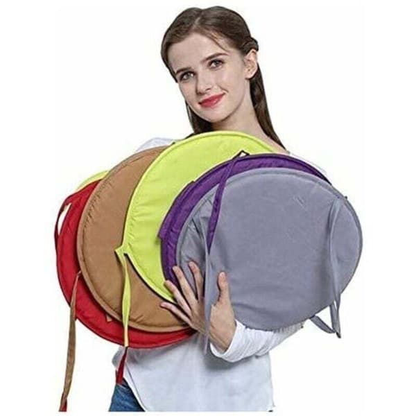 Set med 4 runda stolsdynor för matbord och stolar med dragsko, 38 cm (mörkgrå)