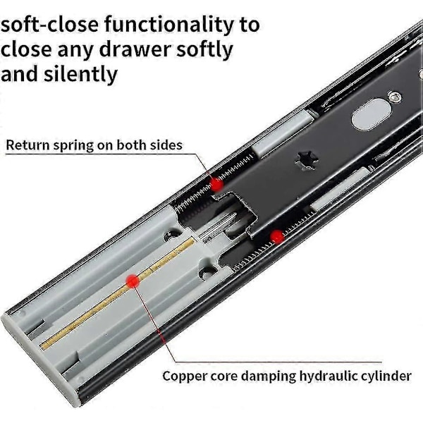 Mjuka Stängande Lådglidskenor 300mm Full Utdragning Tung Lastkapacitet 45kg, 1 Par (2 st)