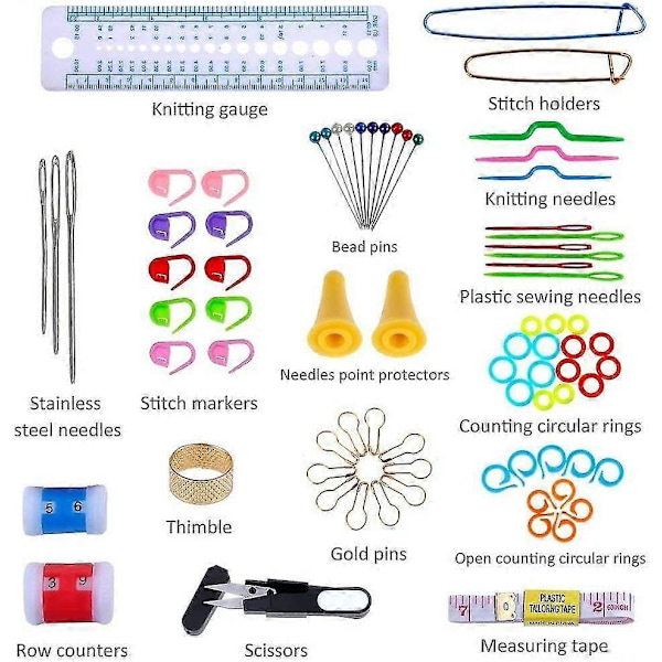 100 st Tillbehör Stickningskit 22 st Aluminium Stickor Sortiment av Krokar Verktyg Kit Rosa