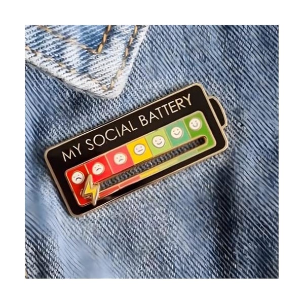 Social Battery Pin - Emali Mood Pin Funny Emali Emotional Pin 7 Day A Week Esteettinen rintaneula, 2 kpl