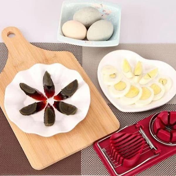 Kjøkkenkutter Trådeggdeler med rustfri ståltråd for hardkokte egg, 2 i 1 eggdelerkutter i rustfritt stål for jordbær