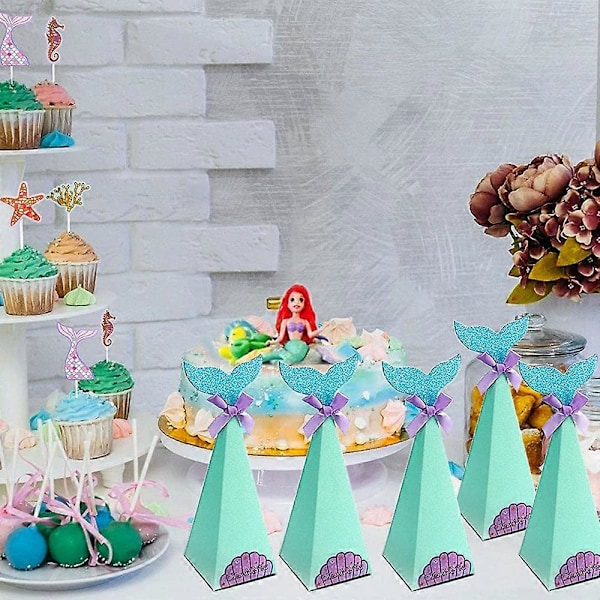 20 st Sjöjungfru Presentförpackning Party Sjöjungfru Godispåsar Sjöjungfru Godisaskar för Jul Halloween